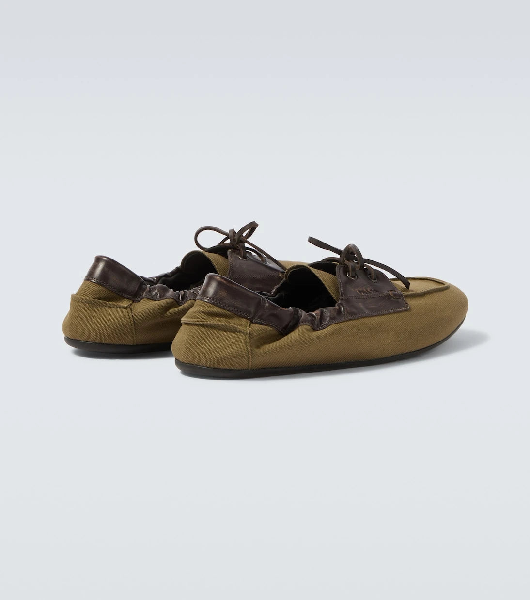 Prada - Shuffle leather-trimmed canvas boat shoes