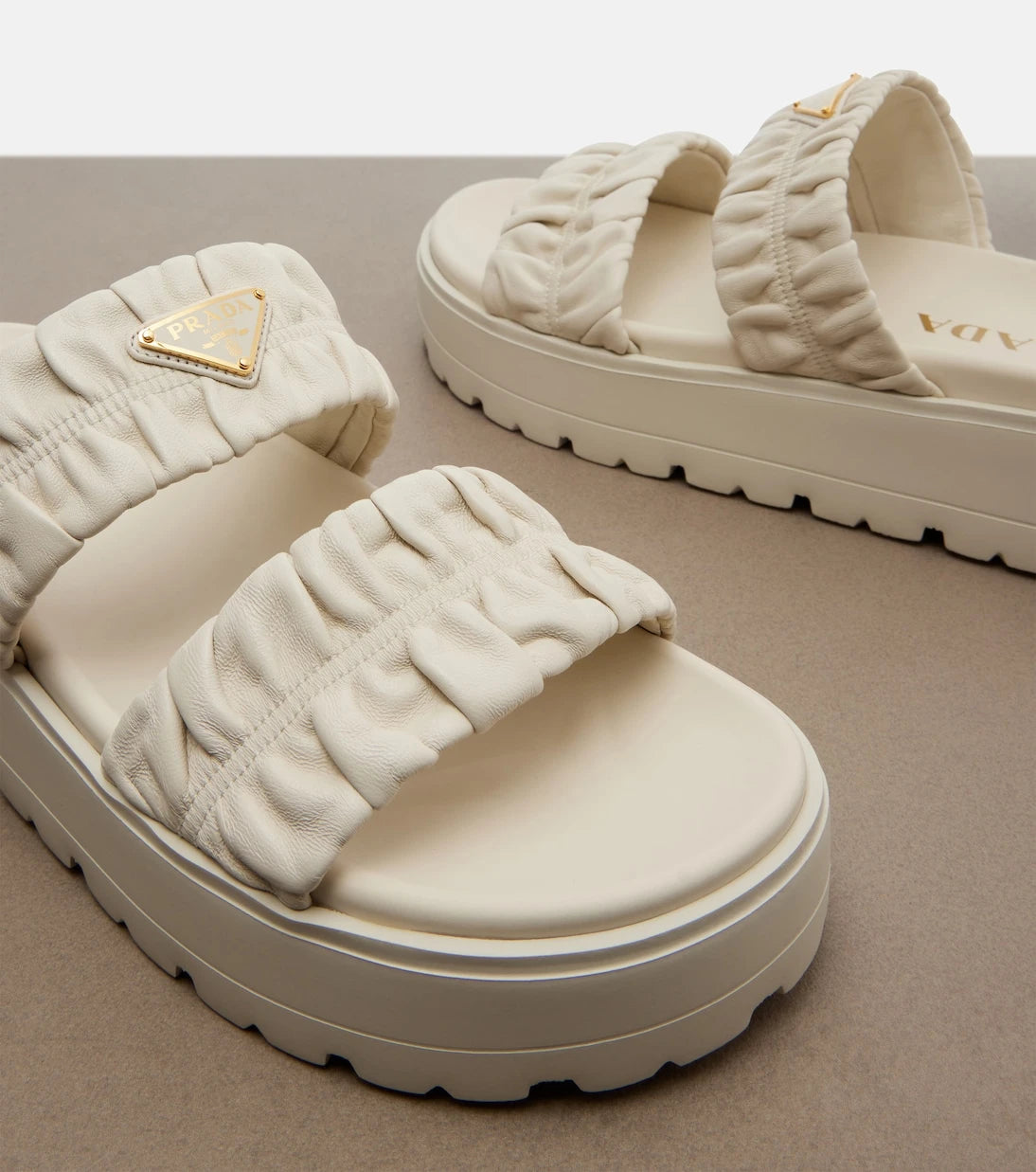 Prada - Matelassé leather platform sandals