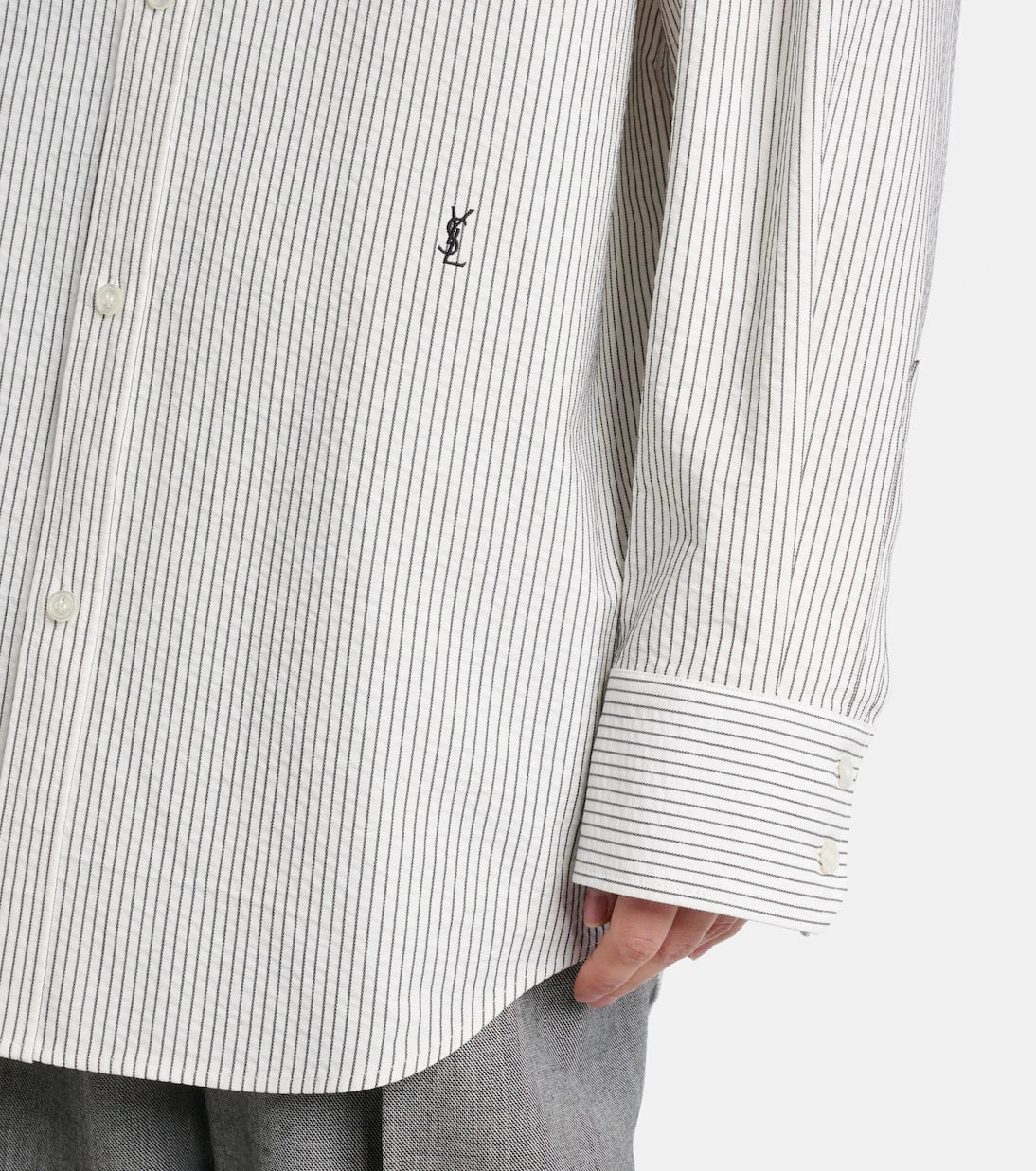 Saint Laurent - قميص كاساندر المخطط من القطن