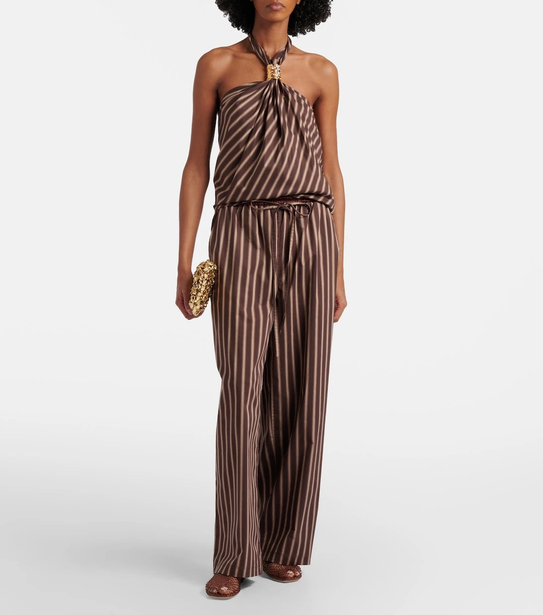 Jacques Wei - Striped cotton-blend wide-leg pants