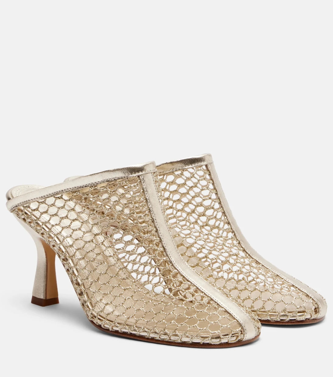 Souliers Martinez - Giulia leather-trimmed fishnet mules