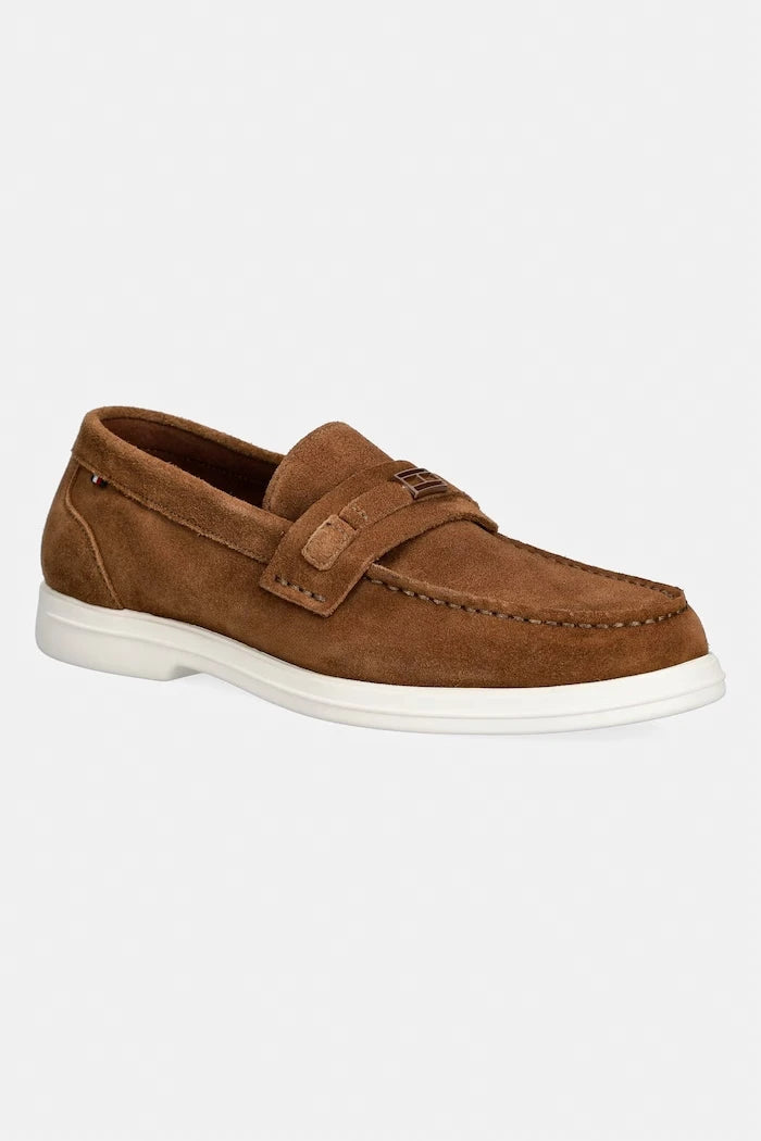 Tommy Hilfiger Erkek Süet Mokasen LIGHT SUEDE FLAG HARDWARE LOAFER