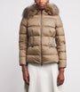 Moncler Beige Shearling-Trim Boed Puffer Jacket