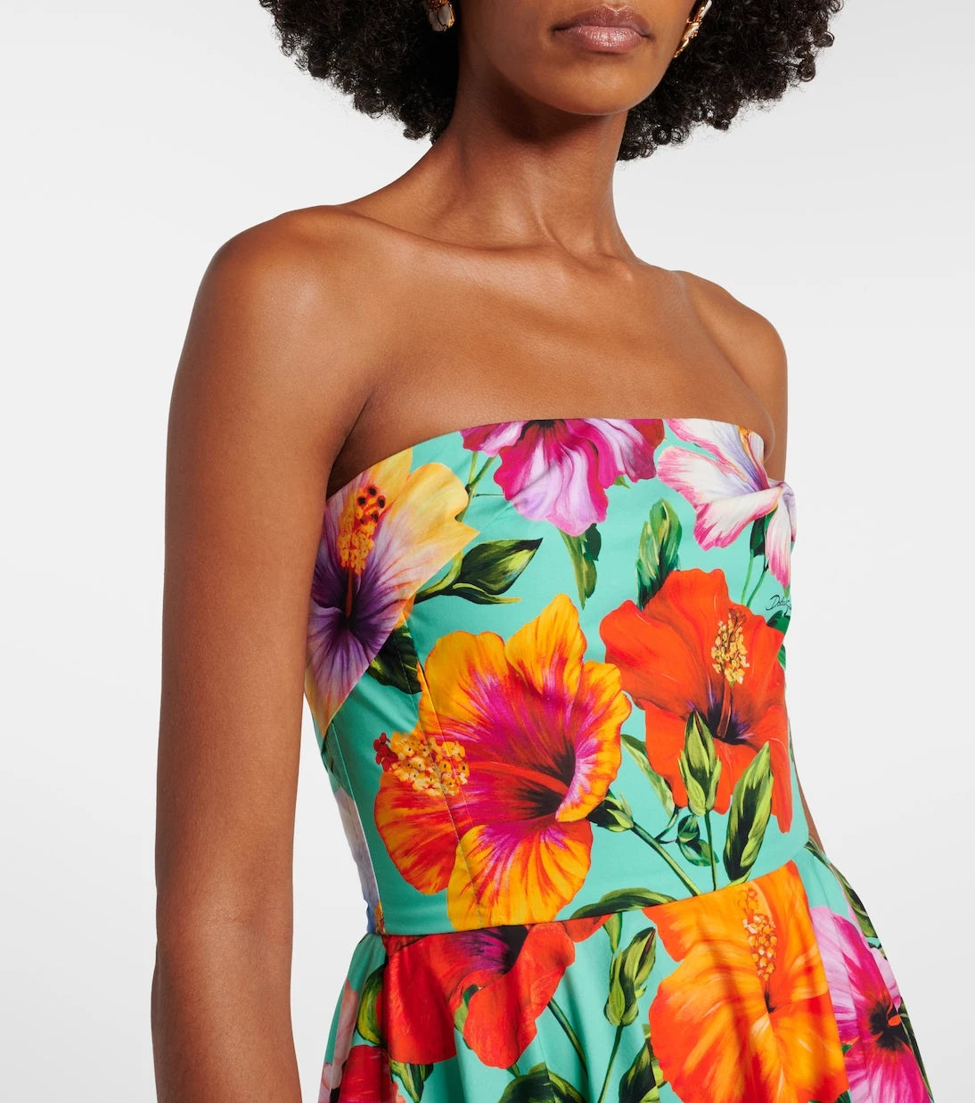 Dolce&Gabbana - Floral cotton bustier dress