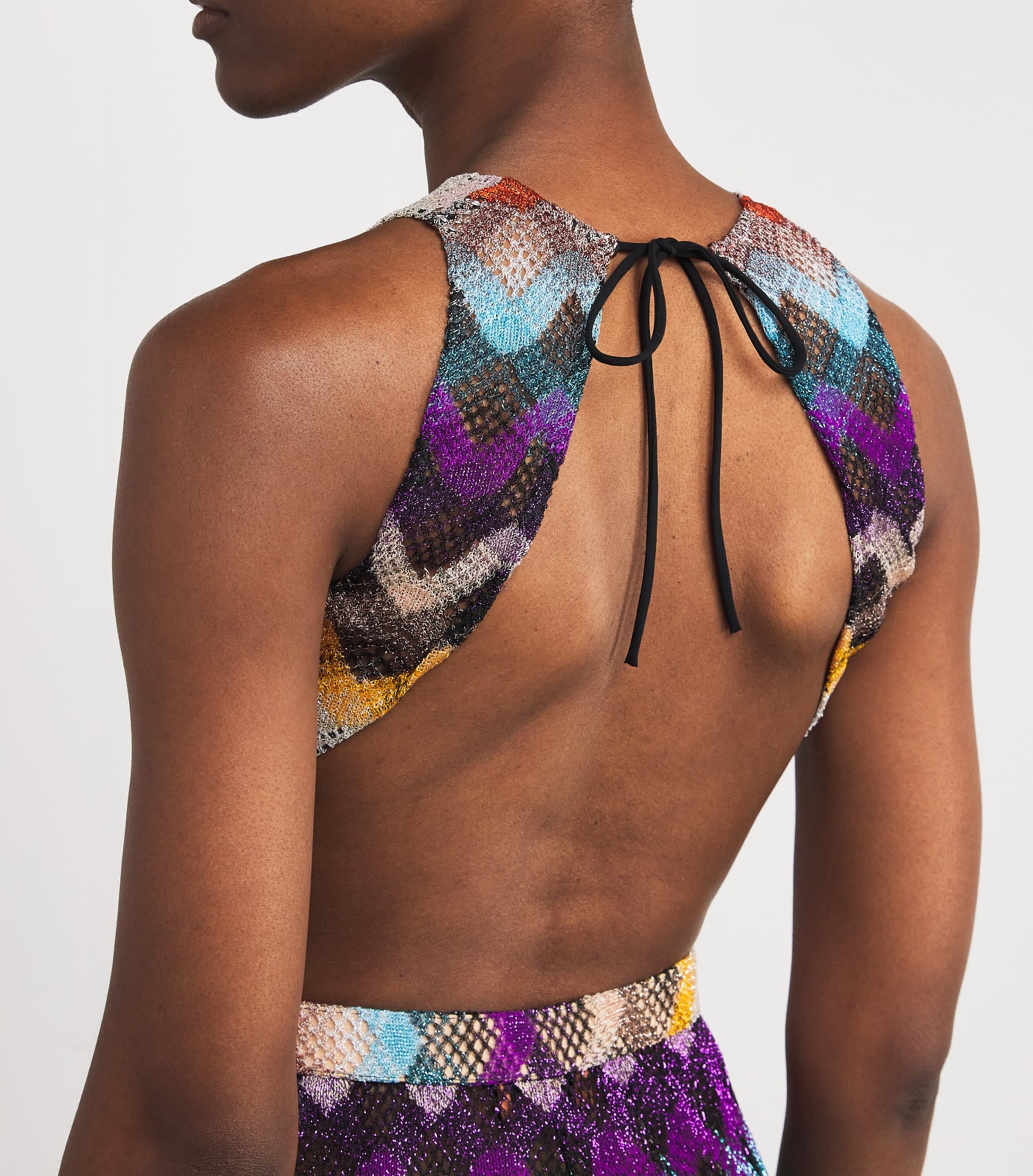 Multi Zigzag Plunge-Neck Jumpsuit