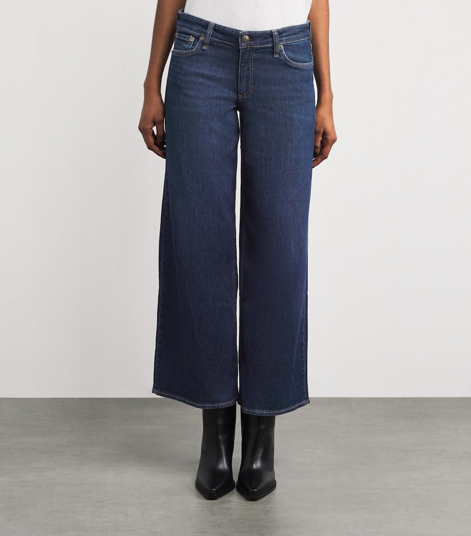 Rag & Bone Blue Aiden Low-Rise Wide-Leg Jeans