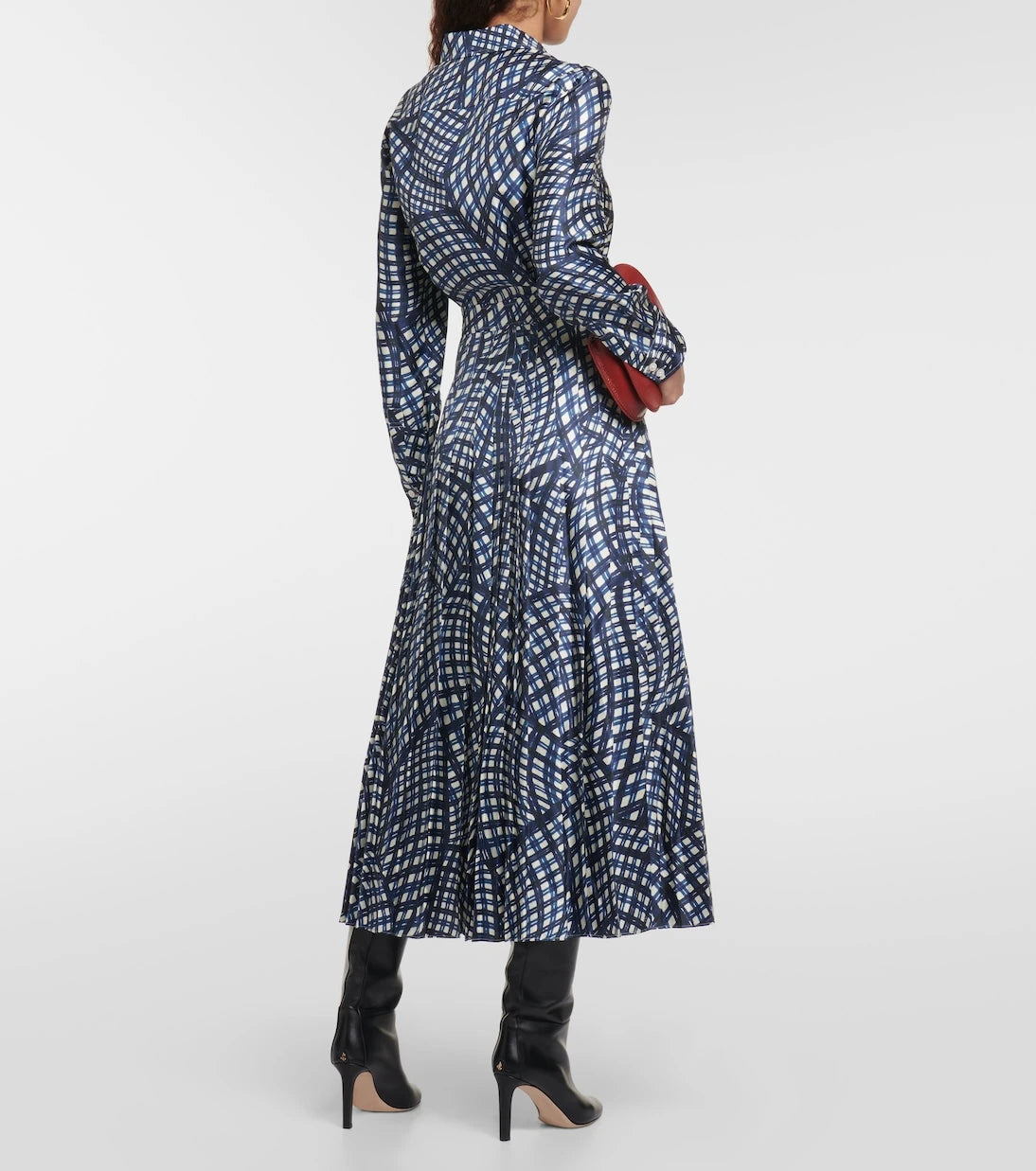 Tory Burch - Checked pleated silk shirt dress