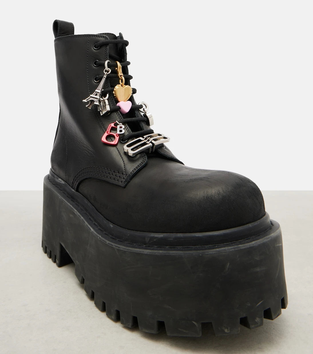 Balenciaga - Embellished leather platform combat boots