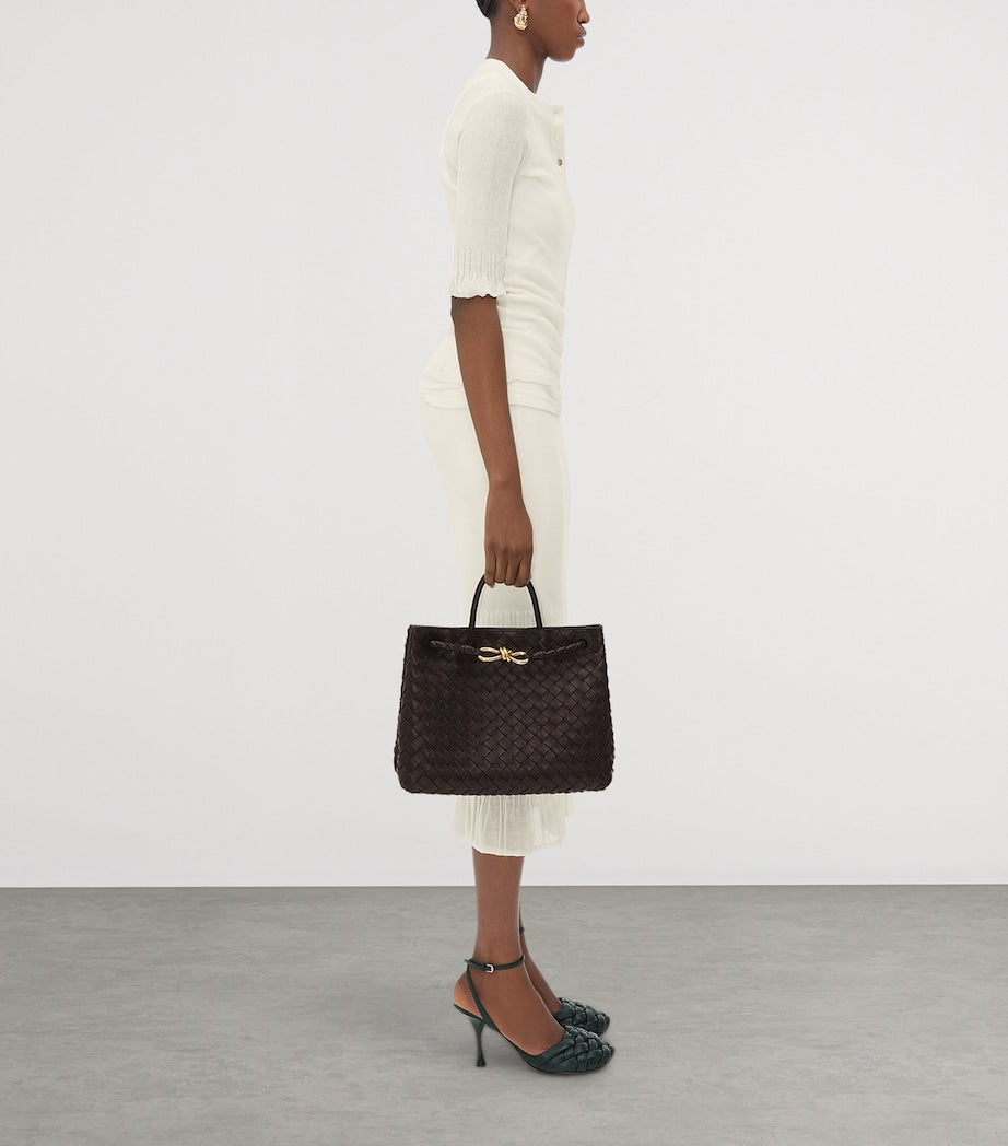 Grey Leather Andiamo Top-Handle Bag