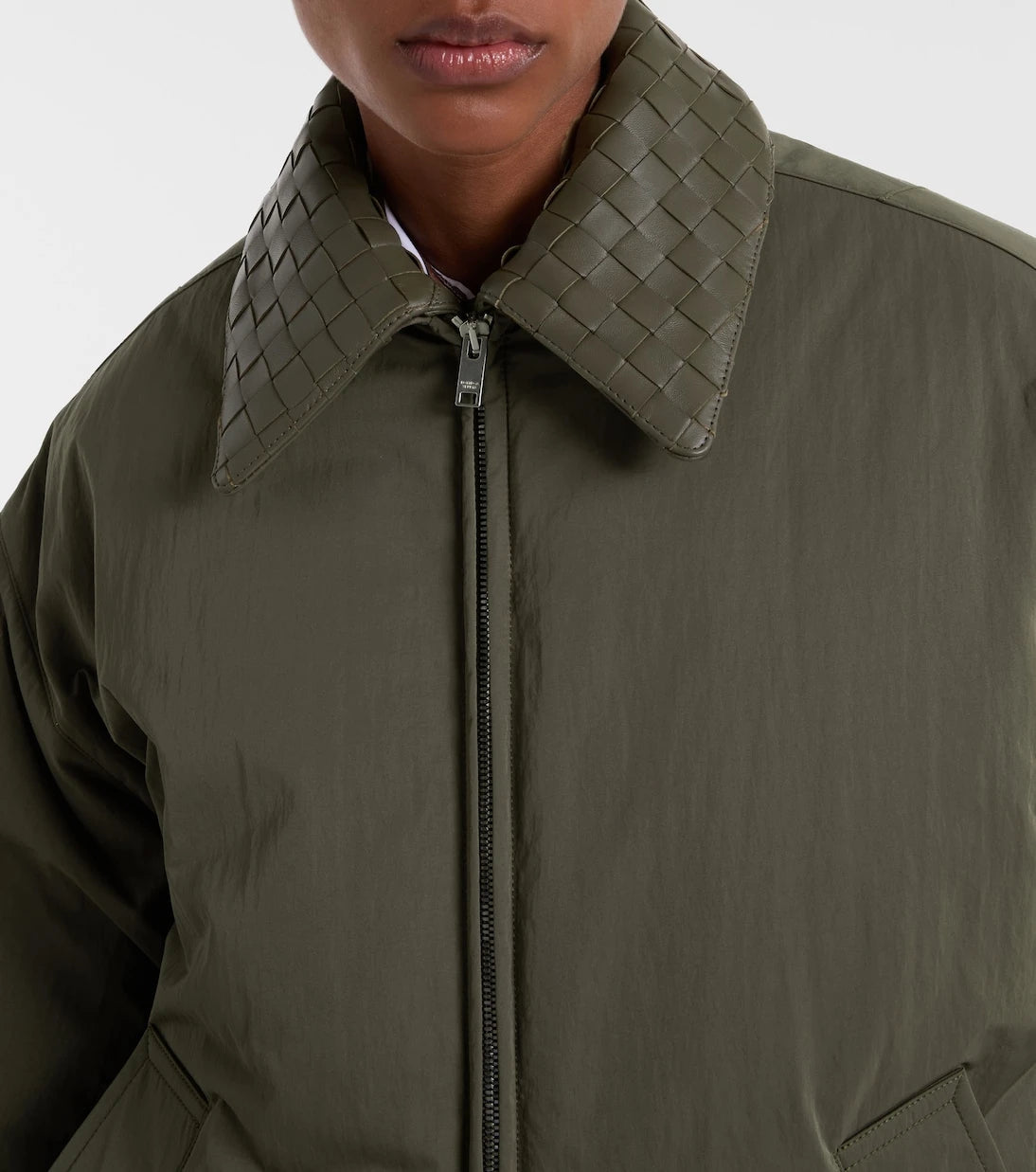 Bottega Veneta - Intrecciato leather-trimmed down jacket