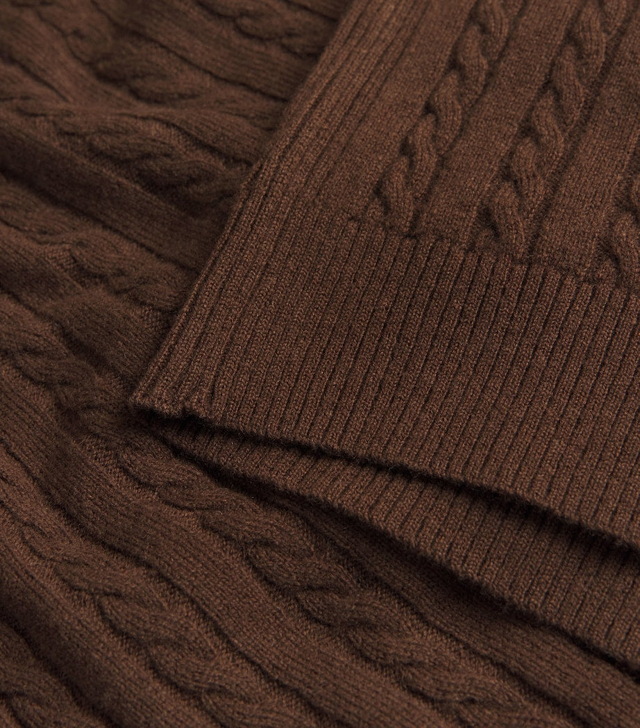 ME+EM Brown Merino Wool-Cashmere Cable-Knit T-Shirt