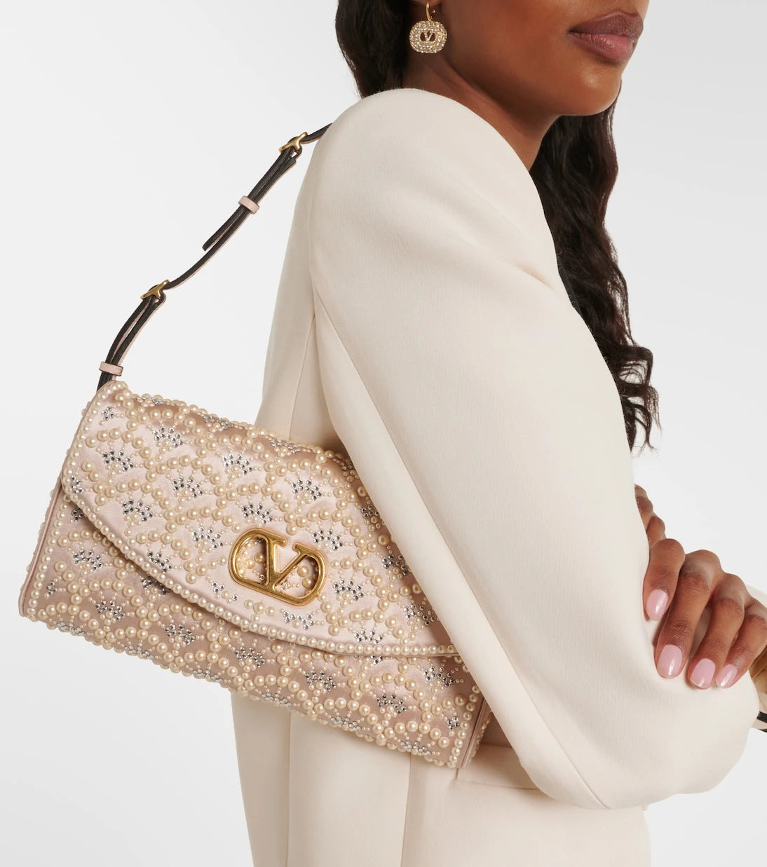 Valentino Garavani - DeVain Small embellished satin shoulder bag