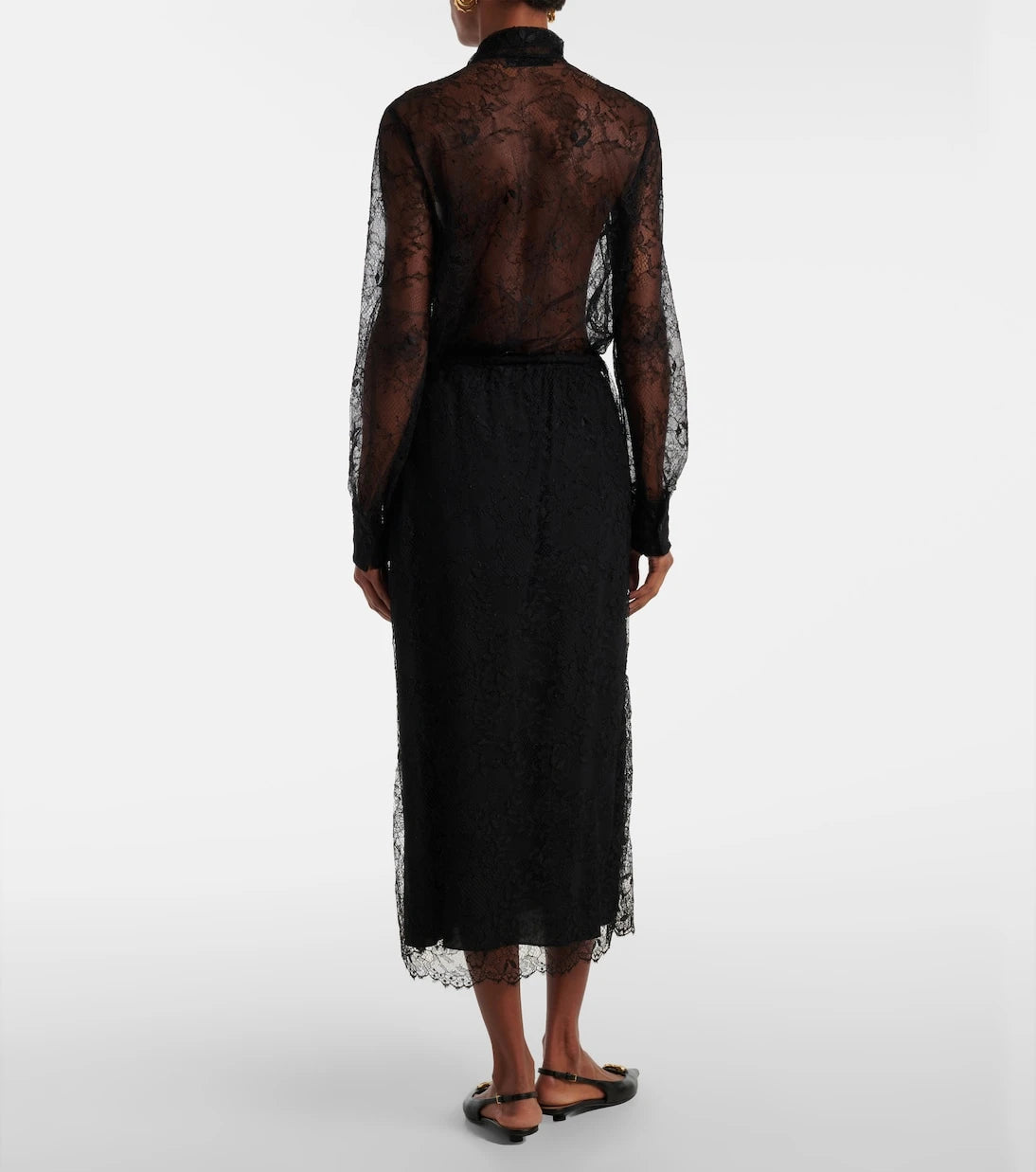 Valentino - Floral lace midi skirt