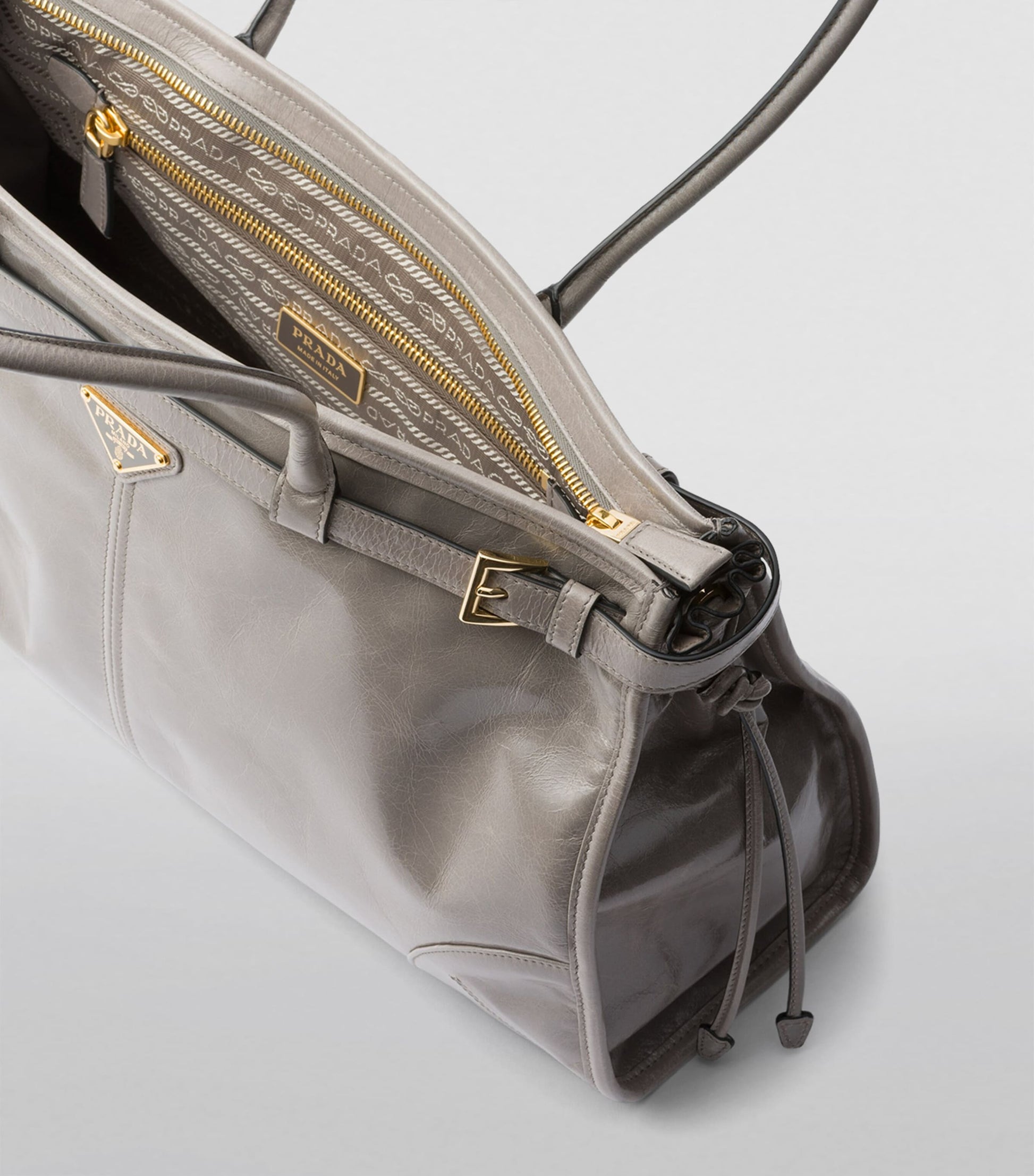 Prada Grey Large Leather Top-Handle Bag