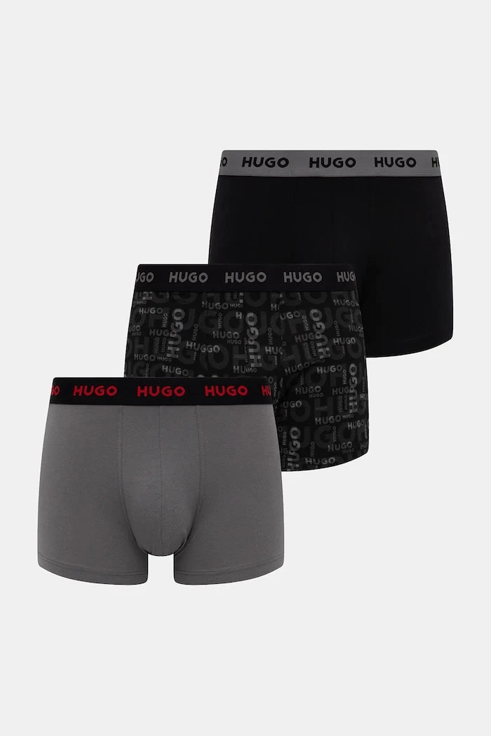 HUGO erkek pamuk elastan boxer şort TRIPLET DESIGN 3'lü set