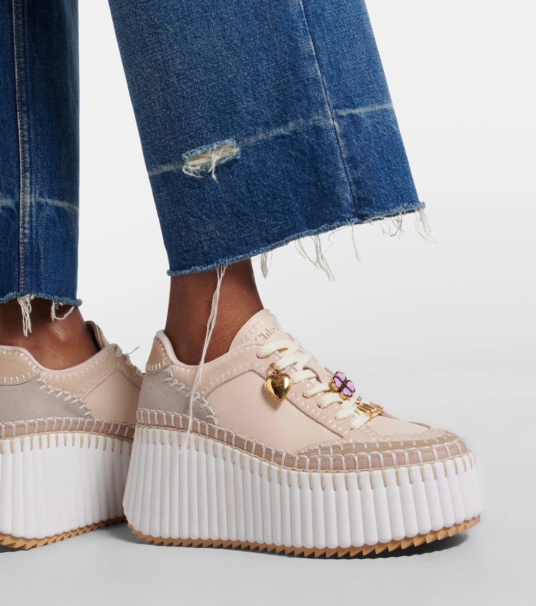 Chloé - Nama suede and leather platform sneakers