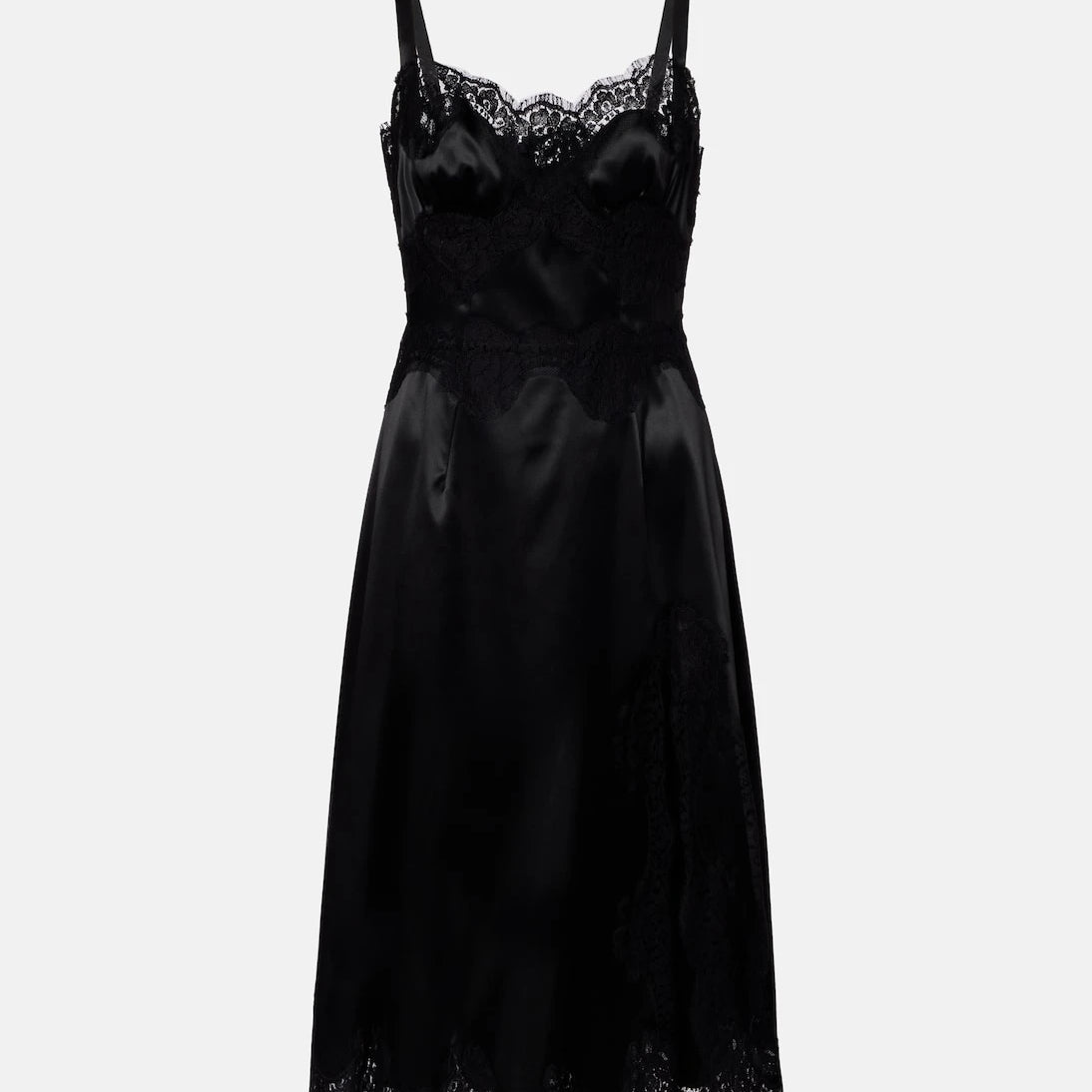Dolce&Gabbana - Lace-trimmed satin slip dress