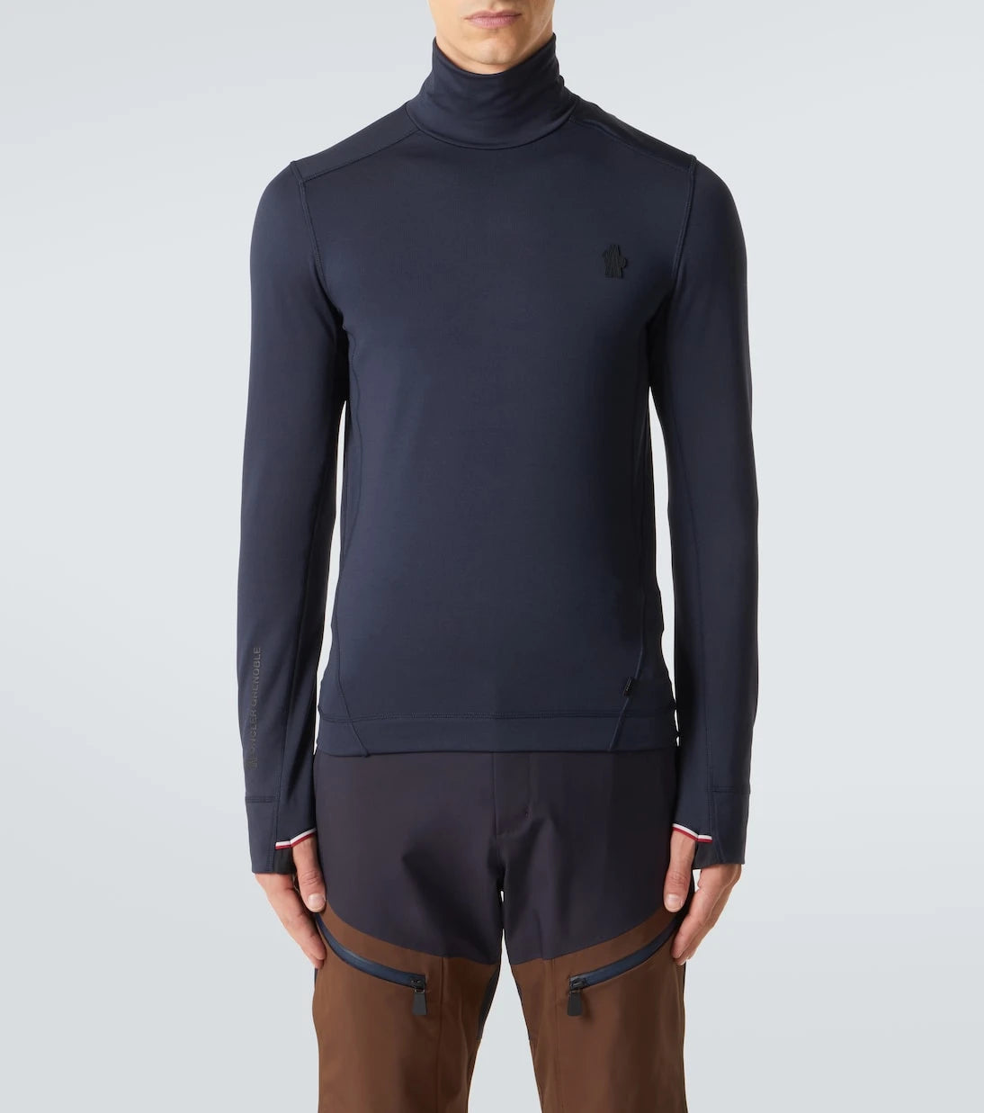 Moncler Grenoble - توب تزلج من الصوف برقبة عالية وشعار العلامة