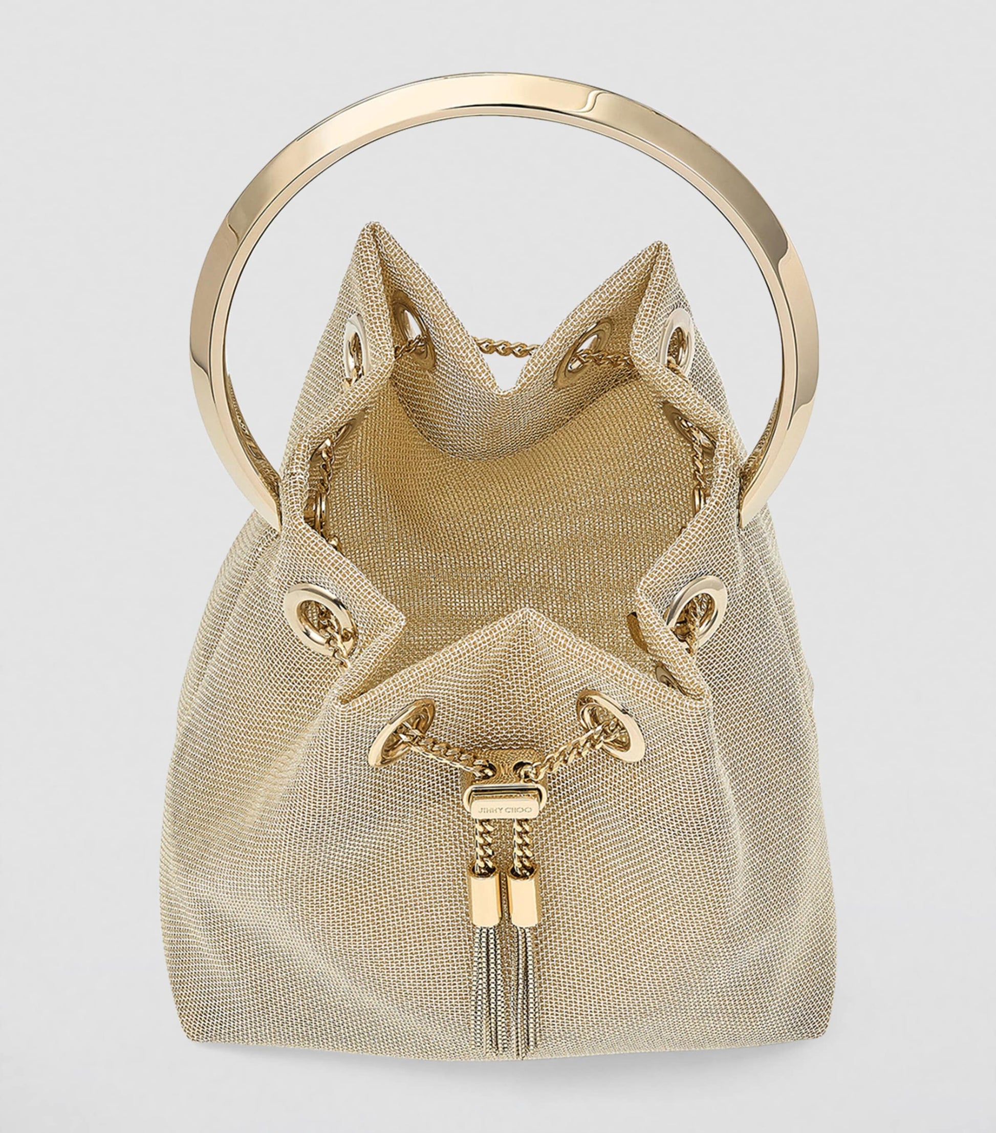Gold Bon Bon Mesh Top-Handle Bag