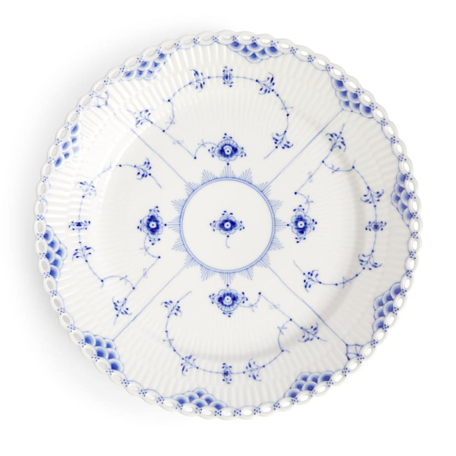 Blue Fluted Full Lace Plate (27cm)