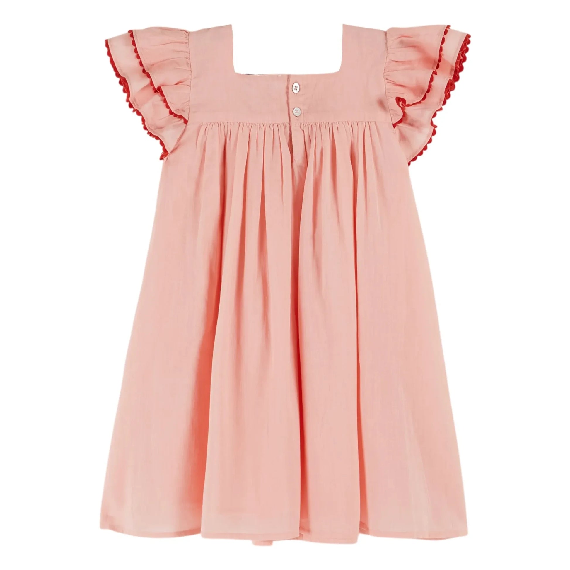Emile et Ida - Voile Ruffle Dress | Pale Pink