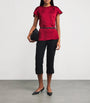 Victoria Beckham Red Crepe Pleat-Gathered Blouse