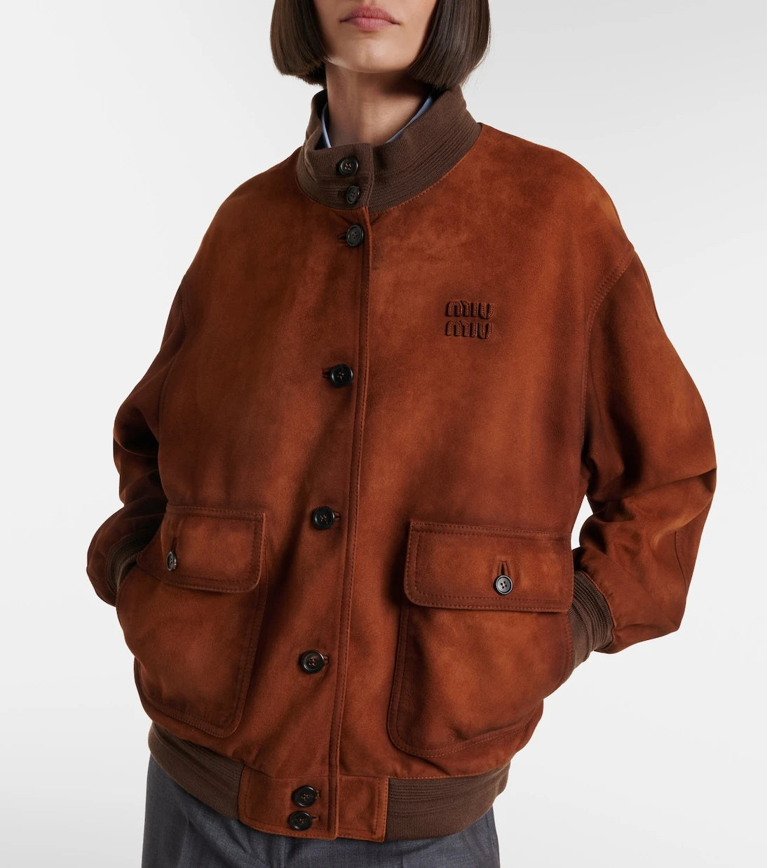 Miu Miu - Suede bomber jacket