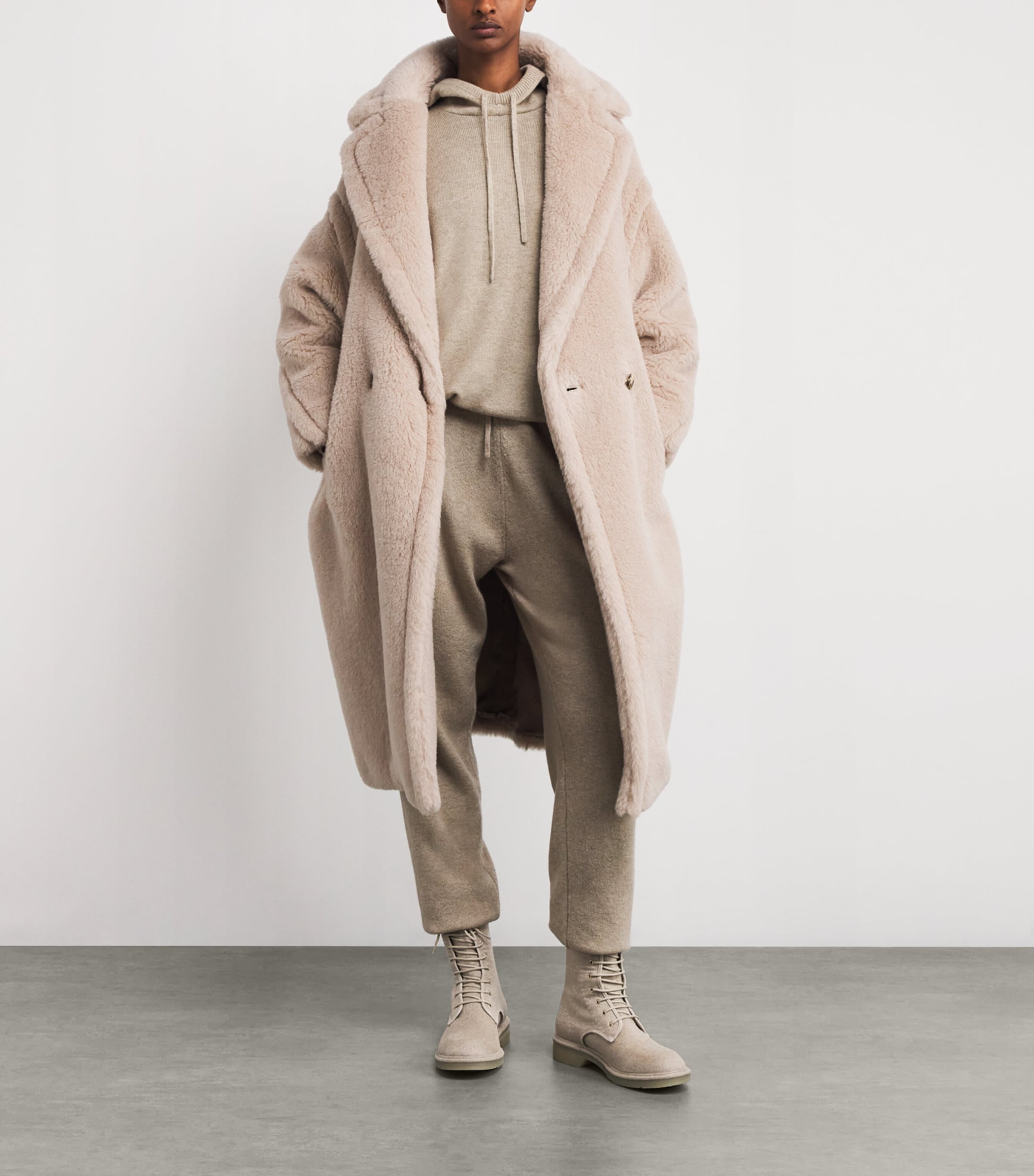 Beige Cashmere Ankle Boots