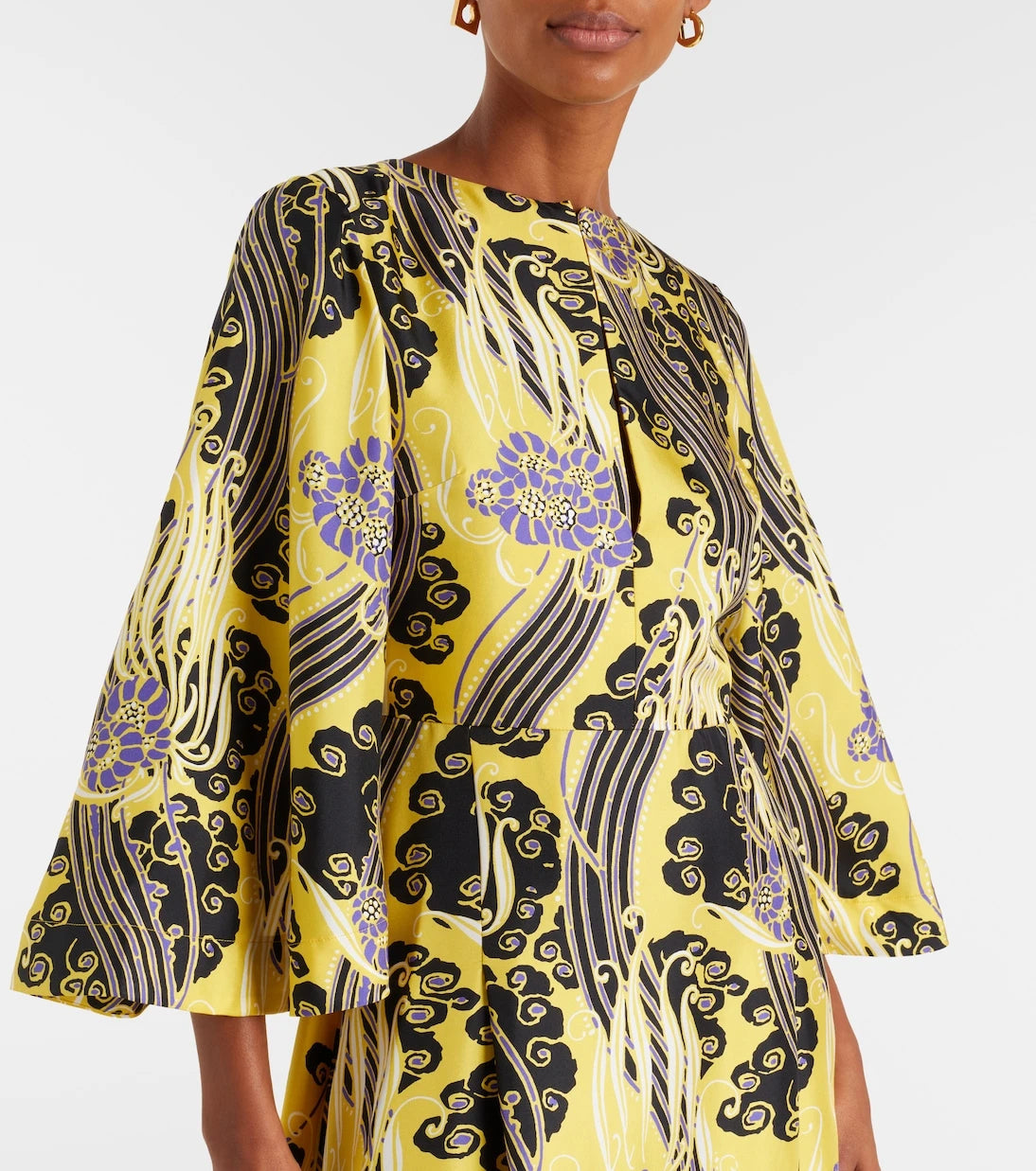 La DoubleJ - Belle cutout printed silk maxi dress