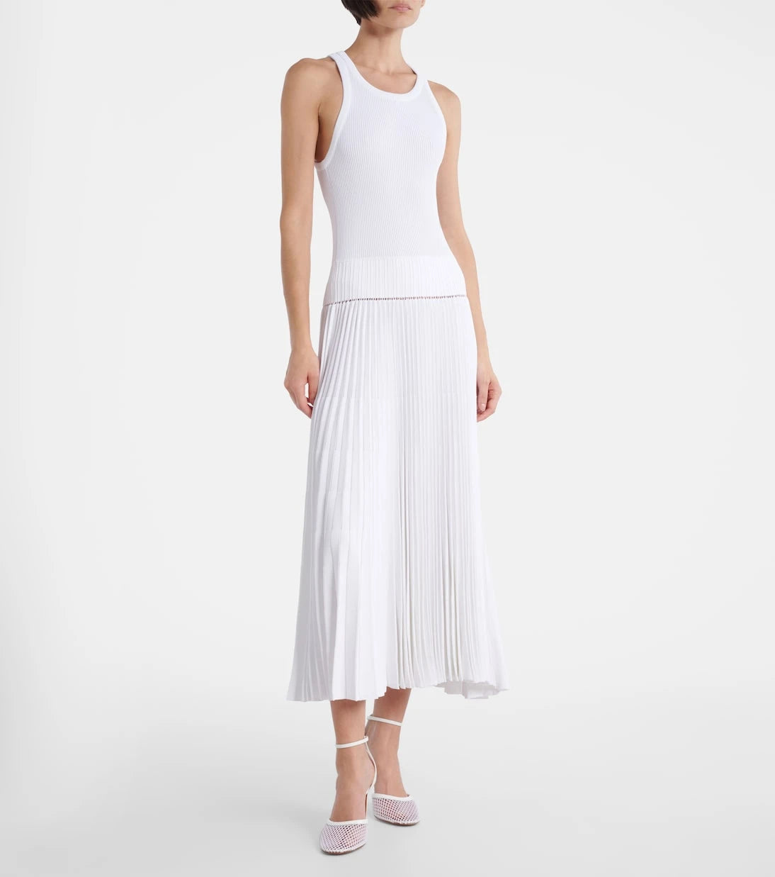 Alaïa - Pleated ribbed-knit midi dress