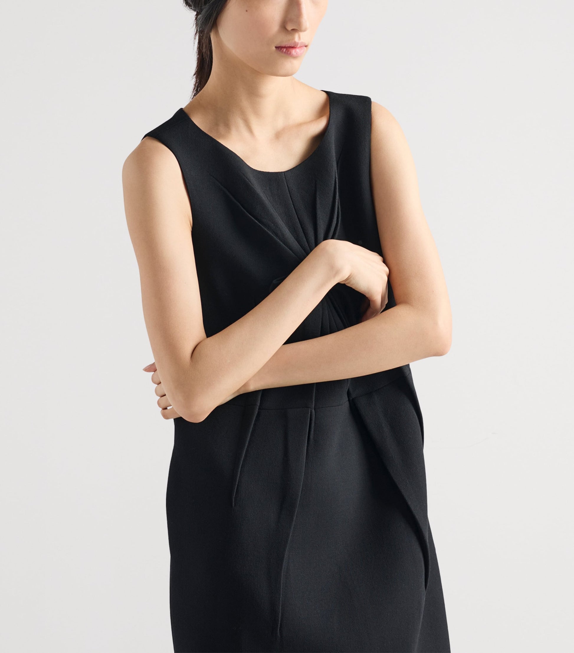 Prada Black Wool Natté Sleeveless Mini Dress