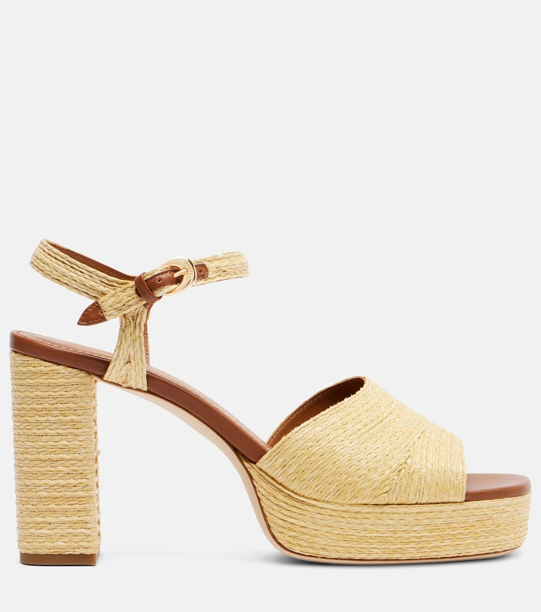 Staud - Jodie raffia and leather platform sandals