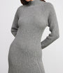 Johnstons Of Elgin Grey Cashmere-Blend Ribbed Midi Knitted Dress