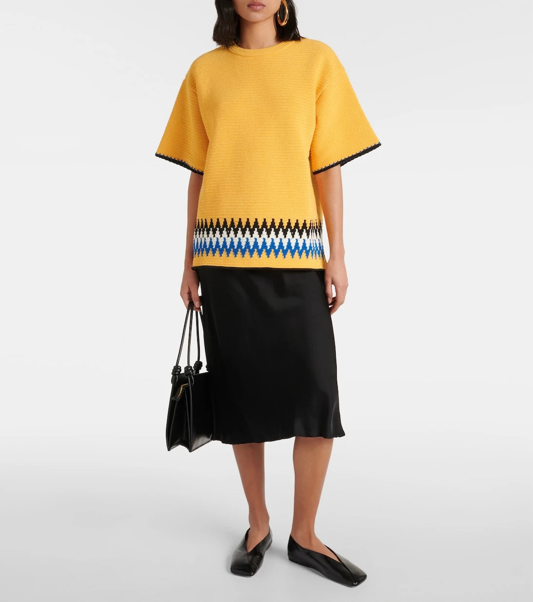 Jil Sander - Jakar şeritli pamuklu jarse tişört