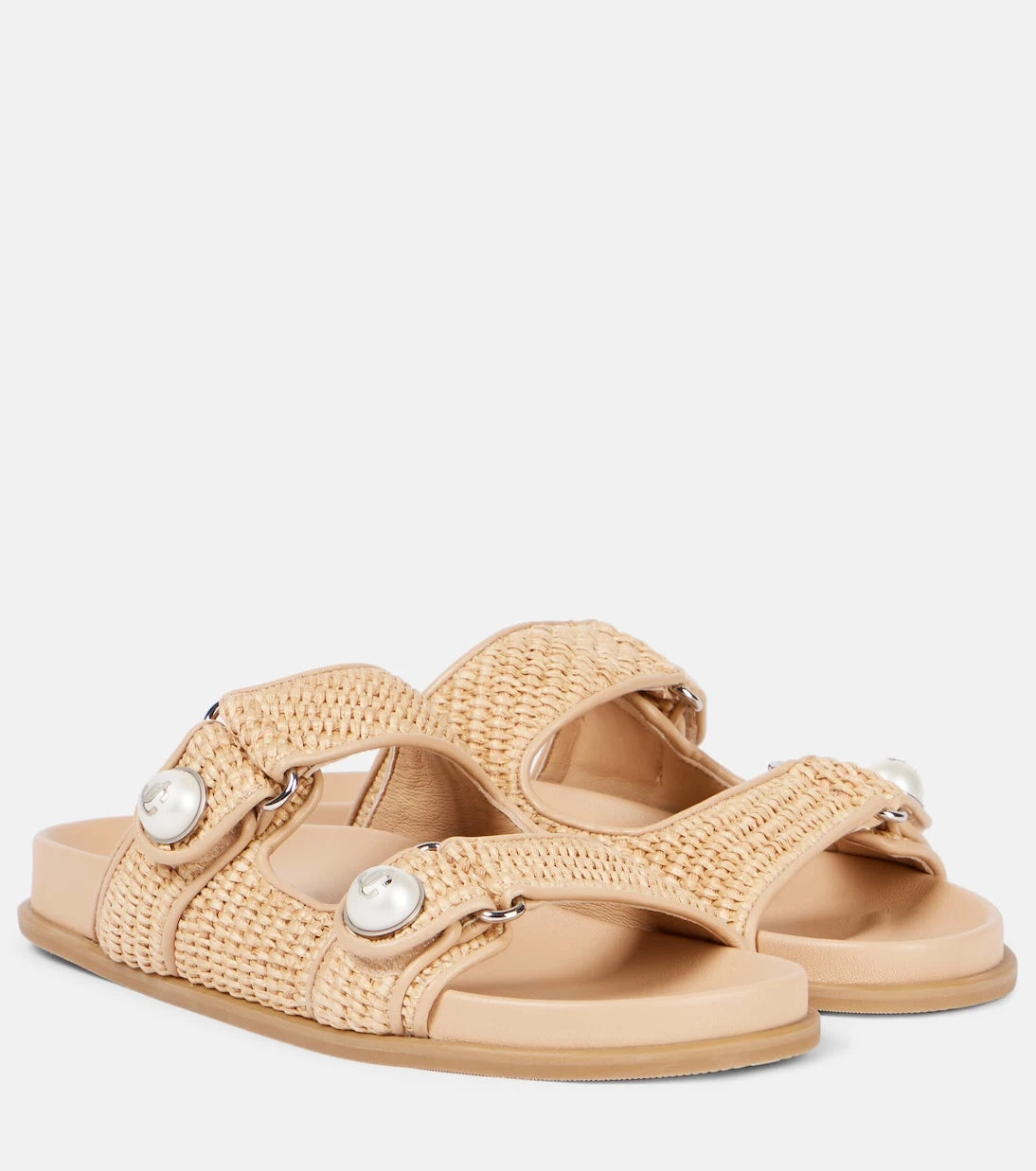 Jimmy Choo - Fayence leather-trimmed raffia sandals