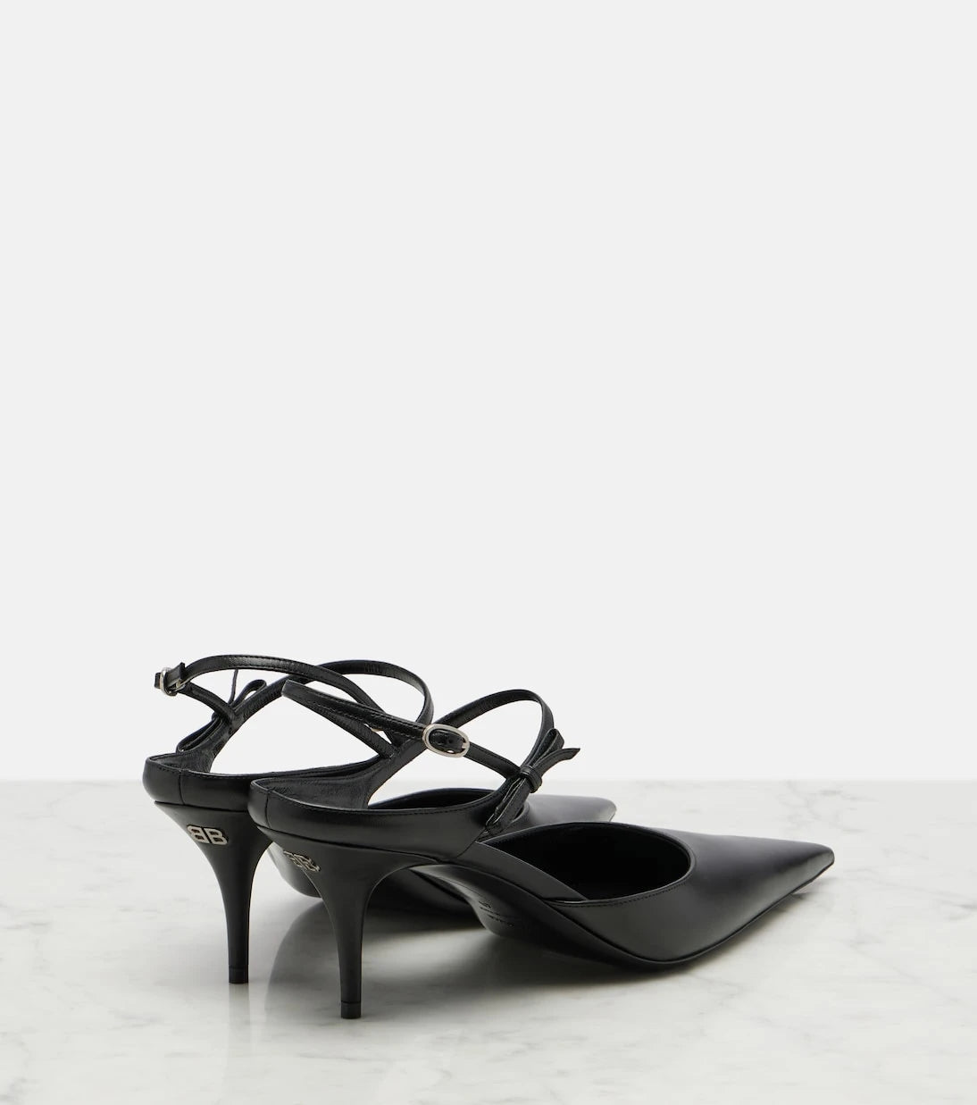 Balenciaga - Avenue Bow leather slingback pumps