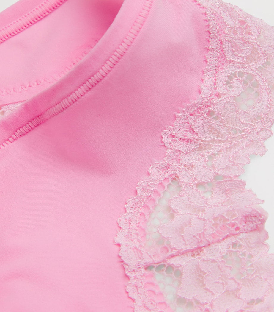 Skims Pink Lace-Trim Fits Everybody Dipped Thong