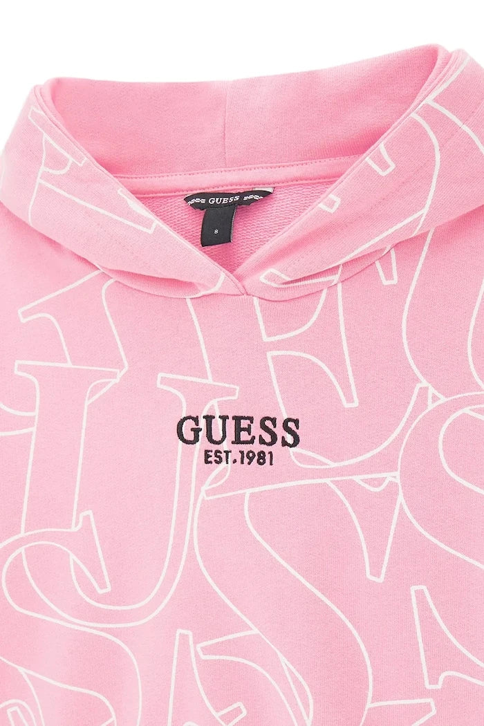Guess çocuklar için pamuklu kapüşonlu sweatshirt
