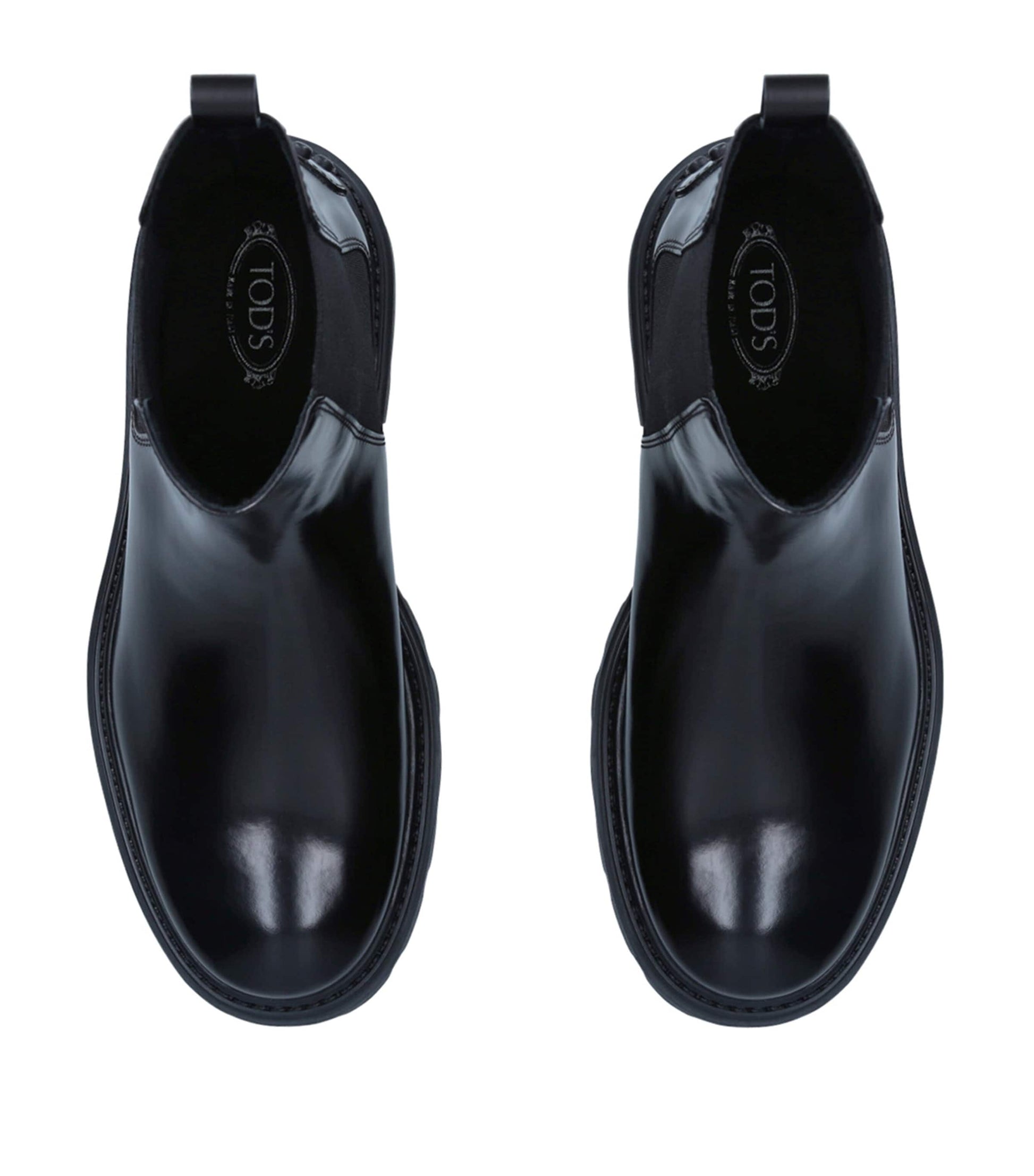 Tod's Black Leather Gomma Pesante Chelsea Boots