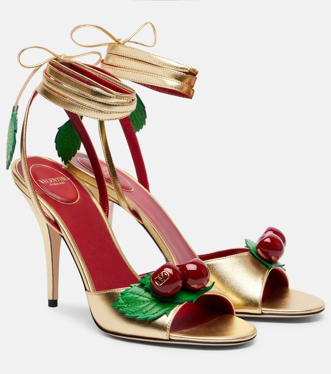 Valentino Garavani - Cherryfic metallic leather sandals