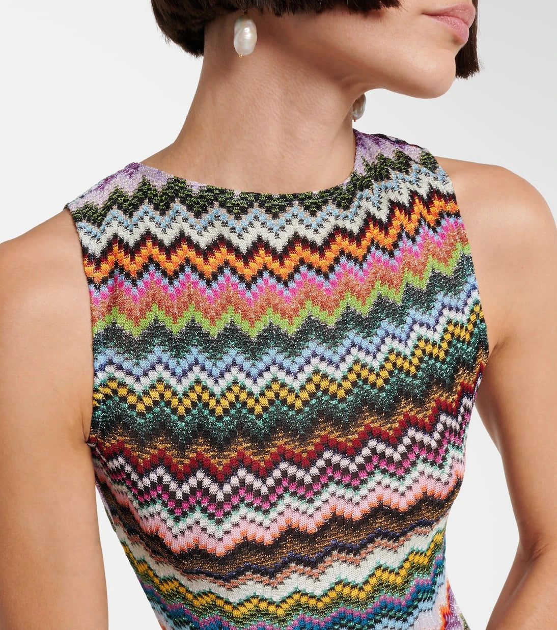Missoni - Zigzag open-back lamé minidress