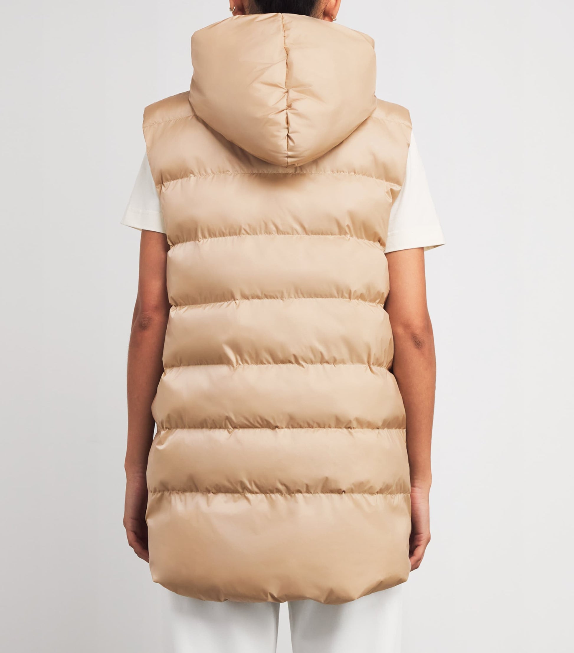 Beige Padded Hooded Gilet