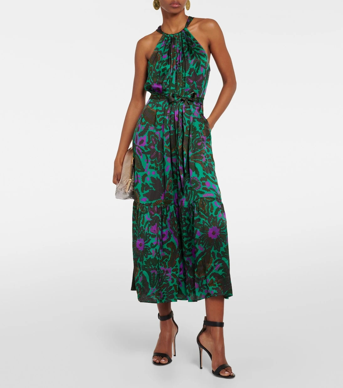 Velvet - Kareese printed satin midi dress