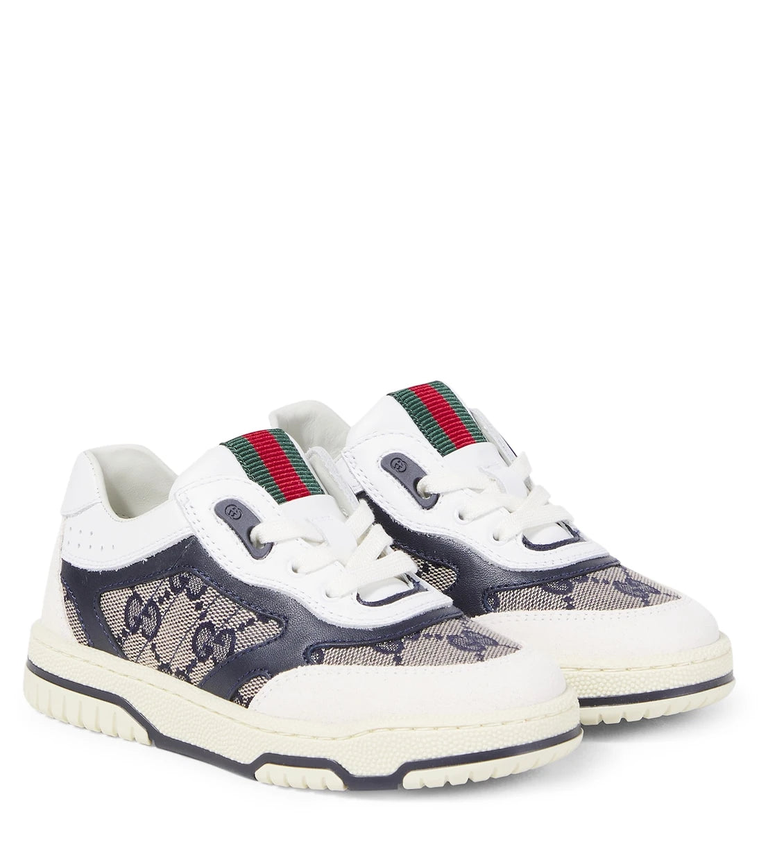 Gucci Kids - حذاء سنيكرز GG Canvas مزين بالجلد