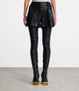 Balmain Black Lambskin Pleated Shorts