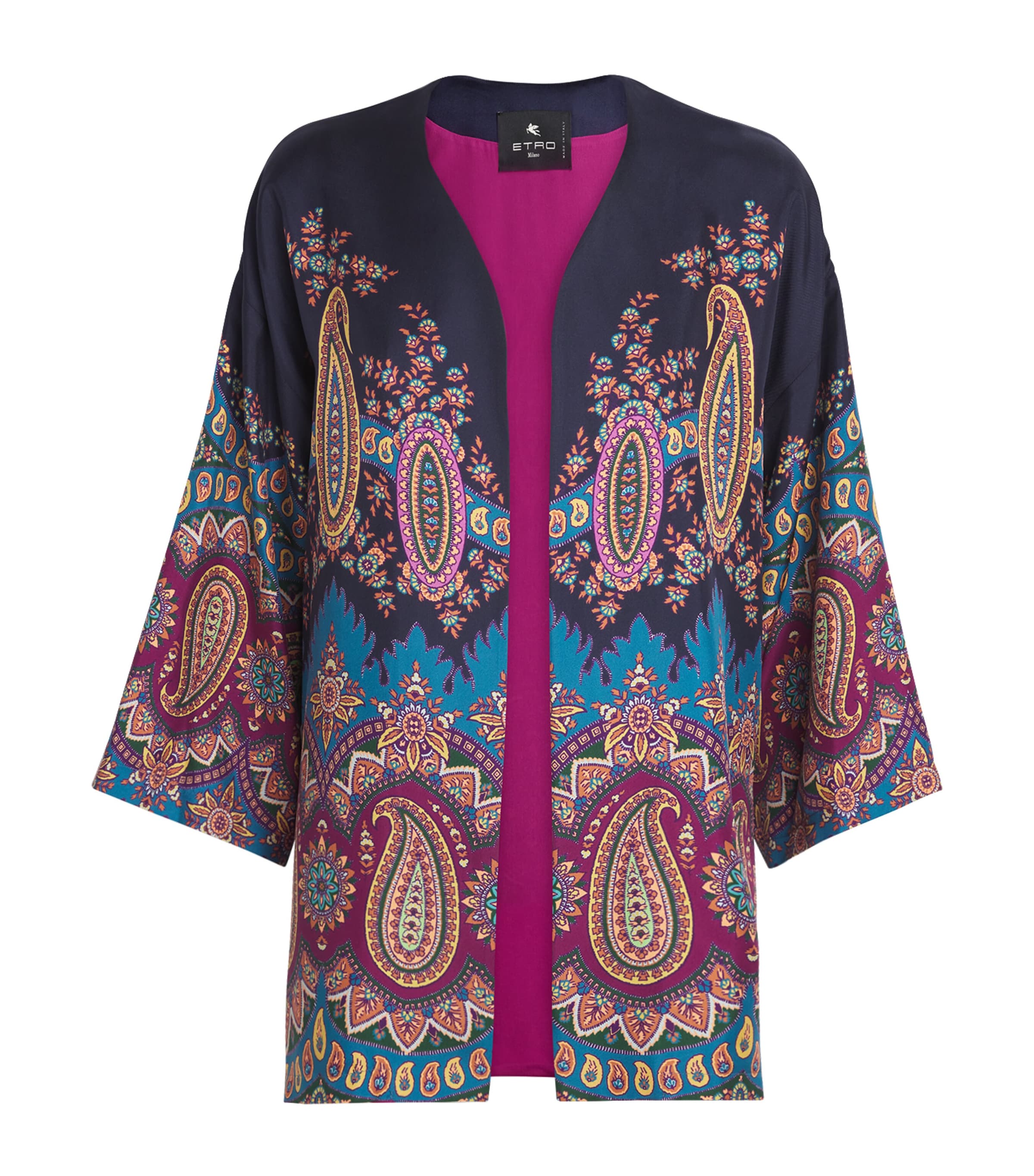 Etro Multi Silk Paisley Print Short Robe