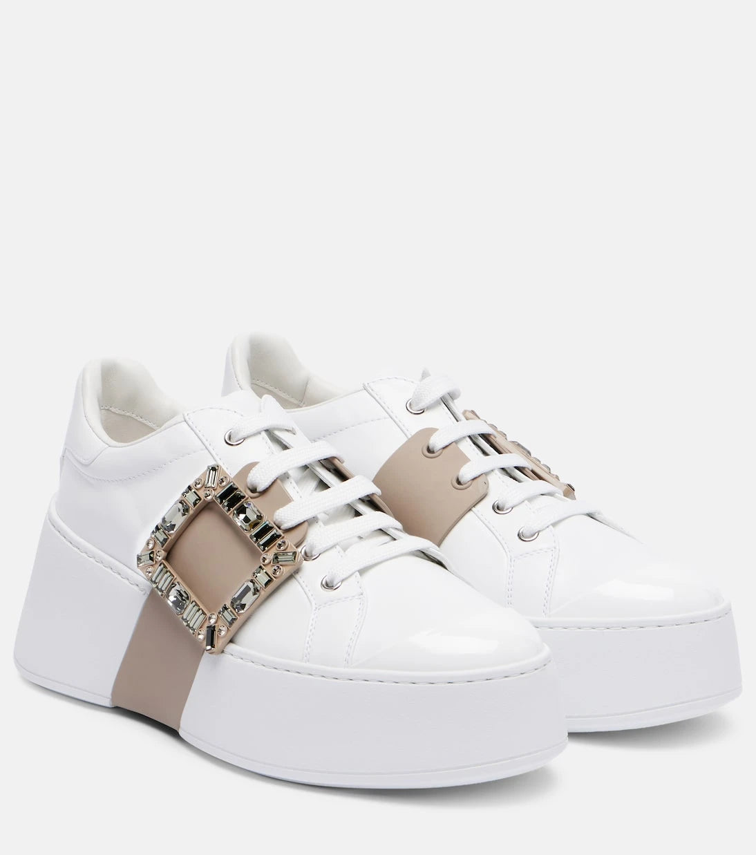 Roger Vivier - Viv' Skate embellished leather sneakers