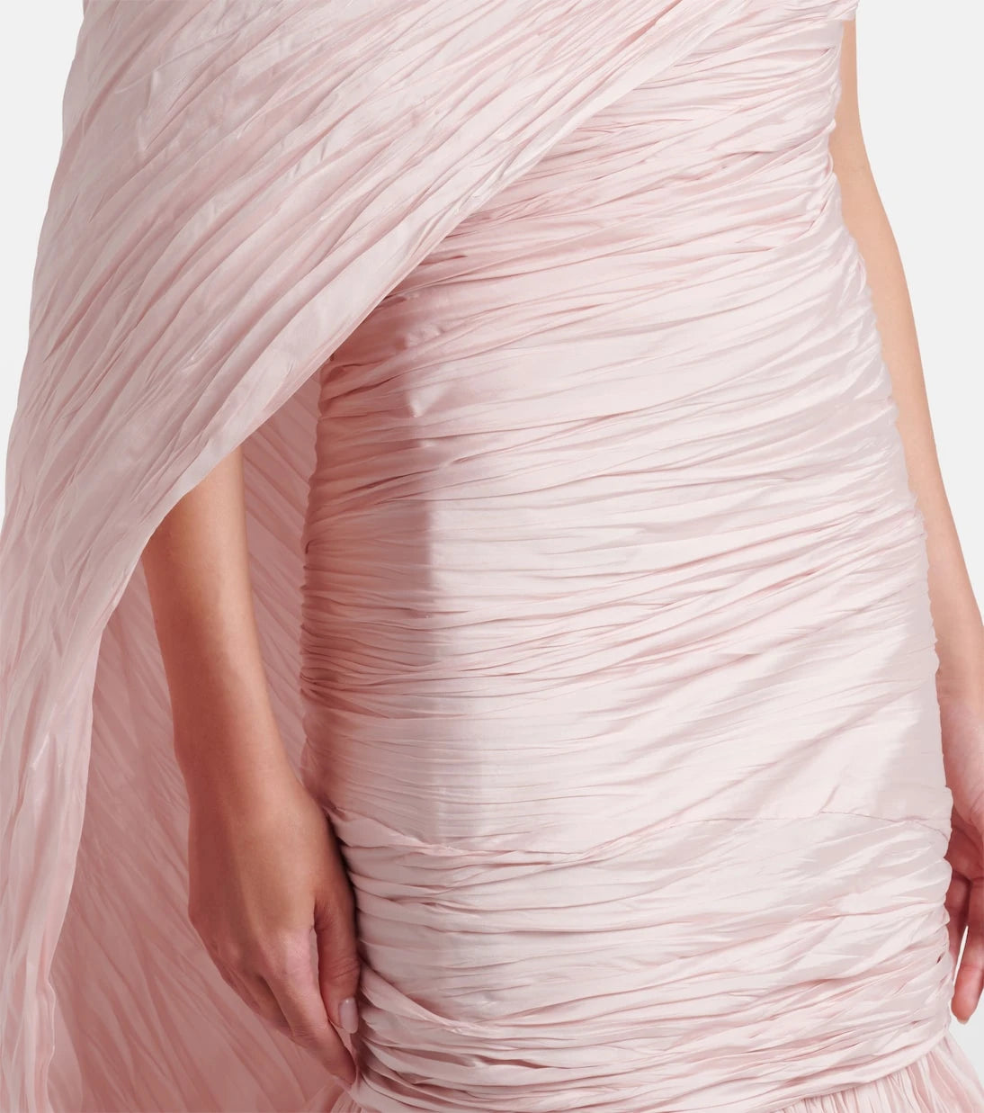 Marmar Halim - Pleated taffeta bustier gown and cape set