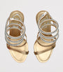 René Caovilla Gold Leather Embellished Crystal Sandals 105