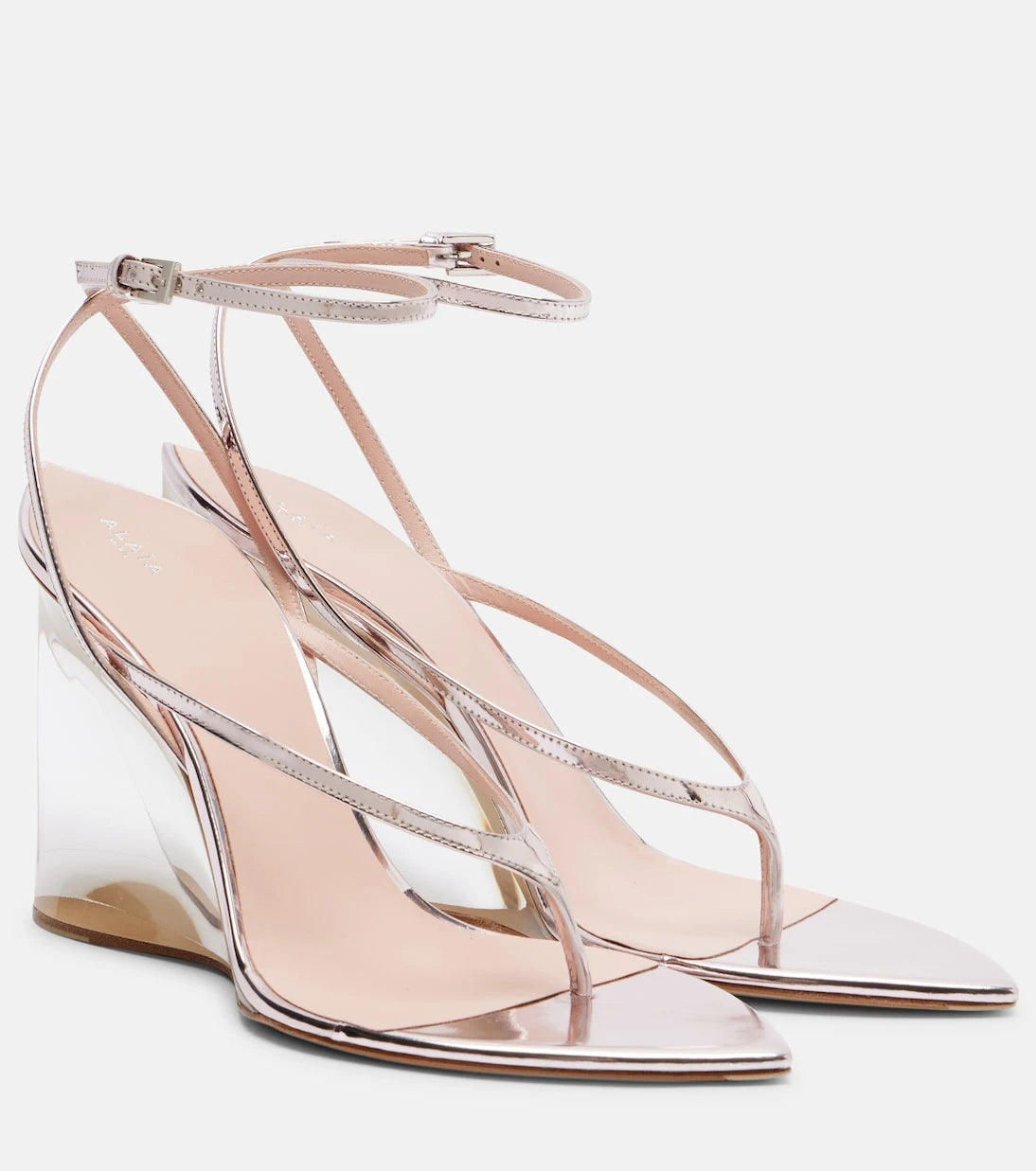 Alaïa - Invisible leather wedge thong sandals
